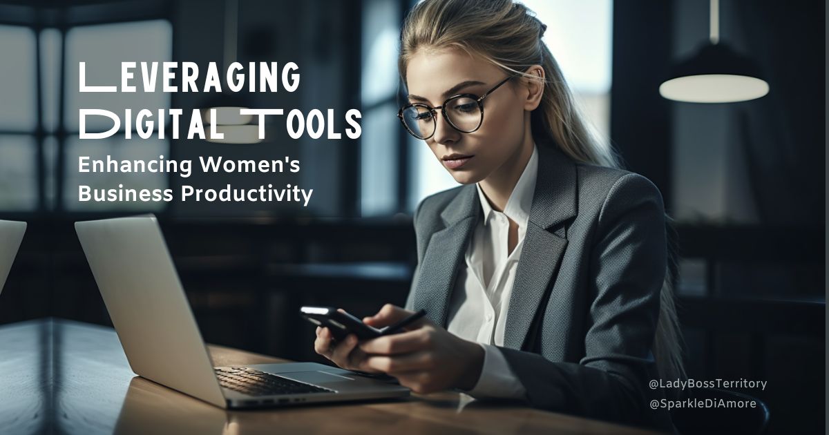 A focused female entrepreneur using digital tools to enhance productivity in business.